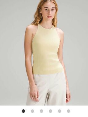 lululemon athletica Light Yellow Ribbed Halter Tank